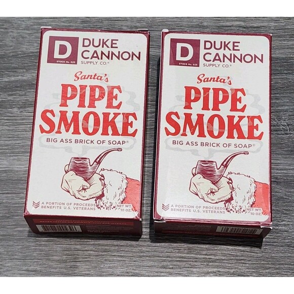 Duke Cannon Santa's Pipe Smoke Big Ass Brick Soap Christmas Benefits Vets Lot 2 - Picture 1 of 4